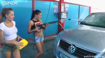 Playful Twins Get Drenched While Washing Car Screencap 6 on sinx.preview.netperv.com
