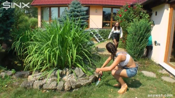 Twins Enjoy A Fully Clothed Splash In The Pool Screencap 1 on sinx.preview.netperv.com