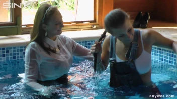 Twins Enjoy A Fully Clothed Splash In The Pool Screencap 25 on sinx.preview.netperv.com